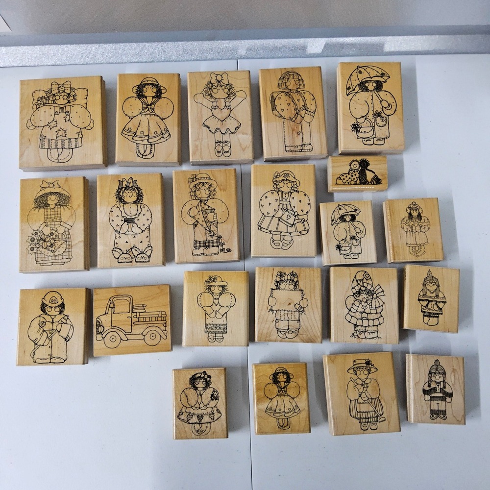 DOTS Wood Mounted Rubber‎ Stamps Lot Crafting Scrapbooking Card Making